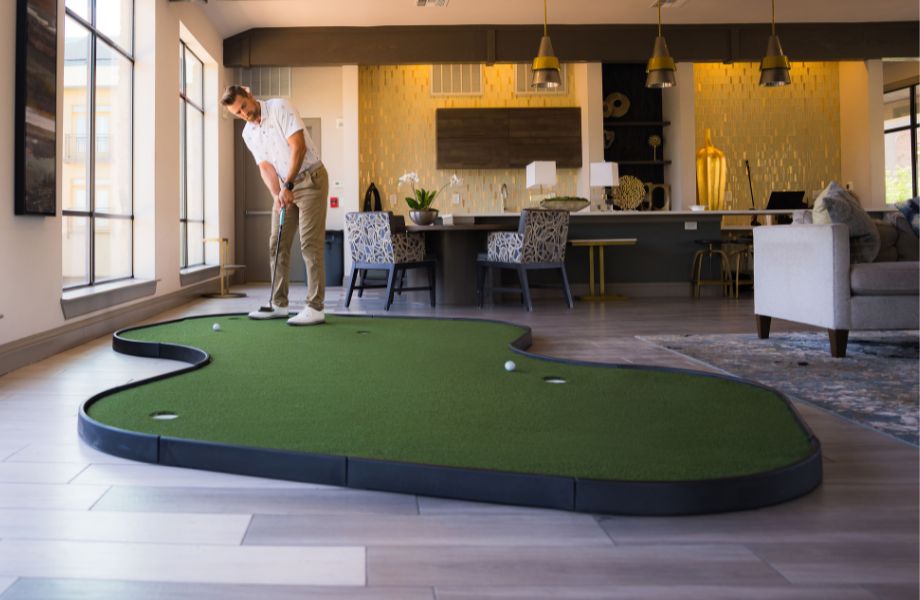 Golfer Putting on Sigpro double break putting green