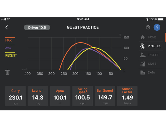 swing caddie sc300 launch monitor bluetooth app interface